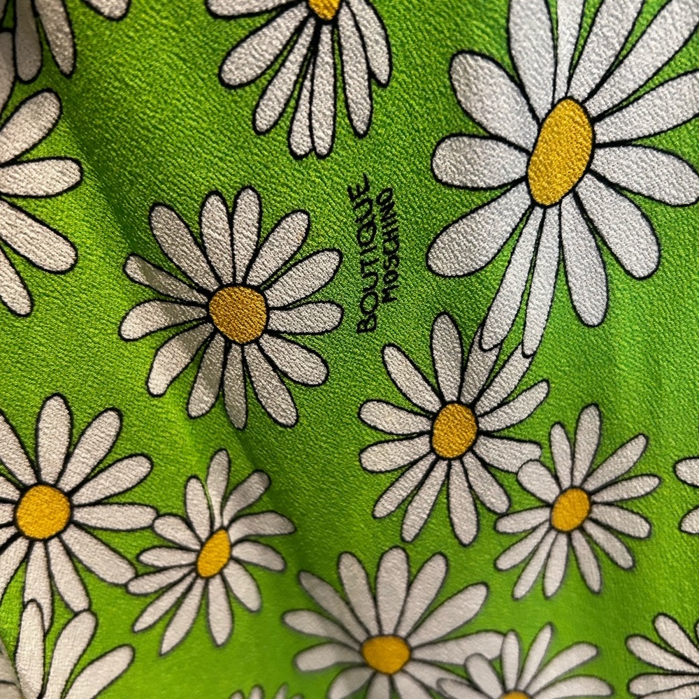 BOUTIQUE MOSCHINO Dress Green Daisy Off Shoulder - Picture 7 of 14